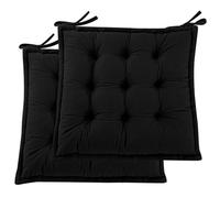 PRIMEPATIO Seat Pad for Dining Chair Set of 2, Garden Kitchen Chair Seat Cushion With Ties, Soft Tufted Shredded Foam Chair Pad for Indoor Outdoor, 45 x 45cm, Black