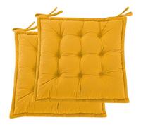 PRIMEPATIO Seat Pad for Dining Chair Set of 2, Garden Kitchen Chair Seat Cushion With Ties, Soft Tufted Shredded Foam Chair Pad for Indoor Outdoor, 50 x 50cm, Yellow