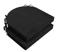 PRIMEPATIO Seat Pad for Dining Chair Set of 2, Patio Seat Cushions with Ties for Garden Kitchen, U-Shape Foam Comfortable Chair Pad for Indoor Outdoor, 45 x 45cm, Black