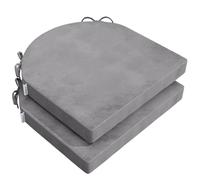 PRIMEPATIO Seat Pad for Dining Chair Set of 2, Patio Seat Cushions with Ties for Garden Kitchen, U-Shape Foam Comfortable Chair Pad for Indoor Outdoor, 50 x 50cm, Light Grey