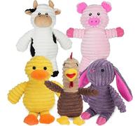 PrimePets Plush Dog Toys, Pack of 5, Soft Squeaky Dog Toy for Small and Medium Dogs, Interactive Stuffed Puppy Toy (Farm Animals)