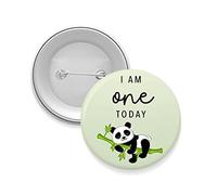 PrimePrints Birthday Badge for Kids - Cute Panda Age 1-9 (Three today)