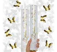 PrimePure Confetti Cannon Party Poppers - White Butterfly Confetti Poppers - Set of 2 - Party Cannons Pop Gun for Wedding Send Off, Engagement, Graduation, Birthdays, Celebrations and Festivals