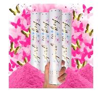 PrimePure Gender Reveal Confetti Cannon - Biodegradable Powder & Butterfly Shaped Confetti Party Poppers - Pink 4 Pack - Baby Girl Gender Reveal Smoke Bombs Party Cannons