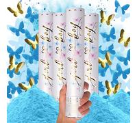 Gender Reveal Confetti Cannon 4 Pk | Blue Butterfly Shape Confetti Cannons and Gender Reveal Smoke Cannons for Baby Gender Reveal Ideas | Large Gender Reveal Cannon with Biodegradable Powder Cannons