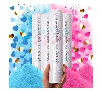 PrimePure Gender Reveal Confetti Cannon - Biodegradable Powder & Heart Shaped Confetti Party Poppers - 2 Pink & 2 Blue, Set of 4 - Gender Reveal Smoke Bombs Pop for Baby Girl or Boy Baby Shower