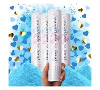 PrimePure Gender Reveal Confetti Cannon - Biodegradable Powder & Heart Shaped Confetti Party Poppers - Blue, 4 Pack - Baby Boy Gender Reveal Cannon Hearts Smoke Bombs Party Cannons Shooters