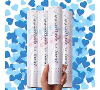 PrimePure Gender Reveal Confetti Cannon - Heart Shaped Party Poppers - Blue 4 Pack - Baby Boy Gender Reveal Ideas - Confetti Poppers Party Cannons Shooter