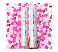 PrimePure Gender Reveal Confetti Cannons - Heart Shaped Party Poppers - Pink, 2 Pack - Baby Girl Gender Reveal Cannon Hearts Confetti Cannons Shooters