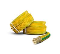 Primes DIY 1.5mm Single Core Conduit Cable, 6491X Copper PVC Earth Wire, BASEC Approved - Yellow/Green Supplementary Earth (15 Meter)