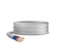 Primes DIY 2 Core Round White Flex Flexible Cable, stranded electrical copper wire, Insulated Flexible PVC Wire, Stranded Wire High Temperature Resistance, 3182Y BASEC Approved 1.5mm(35 Meter)