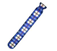 Primes DIY 2 Litre Off-White Hot Water Bag with Blue Check Cover - Extra Large Reusable Rubber Bag for Cramps, Back Pain & Winter Warmth