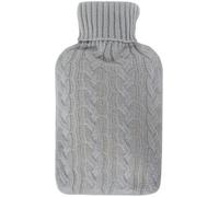 Primes DIY 2L Hot Water Bottle with Knitted Cover - Grey | Classic Rubber Hot Water Bag for Cramps, Back Pain, Foot Warmer, Neck & Shoulder Relief, Hot & Cold Therapy