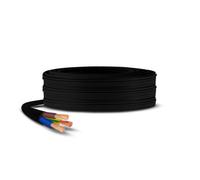Primes Diy 3 Core Round Black Flex Flexible Cable, Wire High Temperature Resistance, 3182Y Basec Approved 1.5mm(50 Meter)