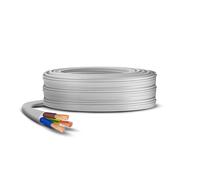 Primes DIY 3 Core Round White Flex Flexible Cable, stranded electrical copper wire, Insulated Flexible PVC Wire, Stranded Wire High Temperature Resistance, 3182Y BASEC Approved 1mm(80 Meter)