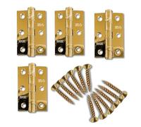 Primes DIY 4 Hinges with Screws 2 Pairs, 4-Inch Brass Ball Bearing Hinges Heavy-Duty Steel Door Hinges for Wooden Doors Smooth & Silent Operation Rust-Resistant Brass Finish Interior Door Hinges