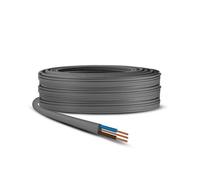 Primes Diy Electric Socket Wire Cable 1.5mm Twin And Earth Flat Grey Pvc Lighting Electric Cable 6242Y Basec Approved (100 Metre)