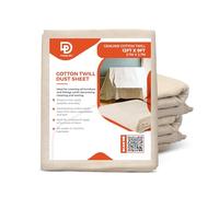 PRIMES DIY Heavyweight Cotton Twill Dust Sheet - 12 x 9 ft | Professional-Grade Canvas Drop Cloth for Painting & Decorating | Durable, Reusable Furniture Cover - 10 Piece