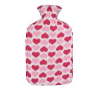 Primes DIY Hot Water Bottle with Soft Fleece Cover, 2L Classic Rubber Hot Water Bag for Menstrual Cramps, Feet Warmer, Neck, Shoulders Pain Relief, Back & Cosy Nights, Cold Therapy (Pink with Heart)
