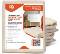 Primes Diy Laminated Twill Professional Quality Dust Sheet 12 X 9 Ft, Heavy Weight Cotton Painting & Decorating, Durable, 2Pcs