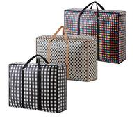 Primes DIY Premium Reusable Shopping Bag, Eco-Friendly Bag for Laundry, Reusable Store, Cloth, Waterproof, Handles and Zipper Bags(Black, Brown and Blue, 3 pcs Pack, Size - Large)