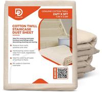 PRIMES DIY Primes 24Ft X 3Ft Staircase Cotton Twill Dust Sheet: Heavy Duty, Washable Staircase Runner For Diy, Paint Shield, 3Pcs