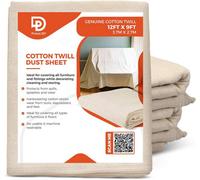 Primes Diy Twill Professional Quality Dust Sheet 12 X 9 Ft, Heavy Weight Cotton For Painting & Decorating, Durable, 3 Pcs