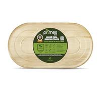 PRIMES ECO 10 Disposable Palm Leaf Serving Platters - Large Oval 22″ x 12″ (56 × 30 cm) - Eco-Friendly Biodegradable Food Trays for Weddings, Parties, Canapés, Charcuterie Boards, Hot Food Servings