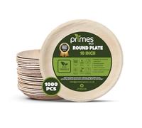 PRIMES ECO 10 Inch Palm Leaf Large Round Compostable Plates, Biodegradable, Like Wooden, Chemical Free, for Office, Party, Wedding, Picnic (1000 PCS)