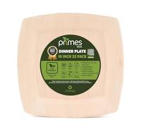 PRIMES ECO 25pcs 10 Inch Disposable Palm Leaf Dinner Plates, Large Square Areca Leaf Plates for Meals, Parties, Catering & Events, Natural Wooden-Style Disposable Plates for Hot & Cold Food