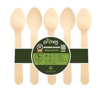 PRIMES ECO 25pcs Disposable Wooden Spoon 160mm - Single Use Birchwood Cutlery for Hot & Cold Foods, Smooth Finish Spoon for Parties, Catering, Events & Everyday Dining