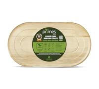 PRIMES ECO 50 Disposable Palm Leaf Serving Platters - Large Oval 22″ x 12″ (56 × 30 cm) - Eco-Friendly Biodegradable Food Trays for Weddings, Parties, Canapés, Charcuterie Boards, Hot Food Servings