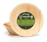 PRIMES ECO Disposable Palm Leaf Bowls Round, Compostable Bowls for Hot & Cold Food, Soup, Salad, Curry, Dessert, Heavy-Duty Eco Friendly Microwave Safe Party & Dinner Serving Bowls (25, 8 INCH)