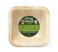 PRIMES ECO Square Disposable Palm Leaf Bowls, Biodegradable & Compostable, Natural Areca Tableware for Hot & Cold Food, Soup, Salad, Dessert, BBQ, Picnic & Parties (25, 8 Inch)