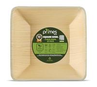 PRIMES ECO Square Disposable Palm Leaf Bowls -Eco Friendly Biodegradable & Compostable Areca Leaf Tableware for Hot & Cold Food, Soup, Salad, Dessert, Parties & Catering (25, 5 Inch)