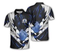 PRIMESTY Bowling Shirts Gift for Bowling Lover, Bowling Shirt for Men Women Polo Team 3D Unisex Jersey Short Sleeve Funny, Sharp Knives Blue, XXL