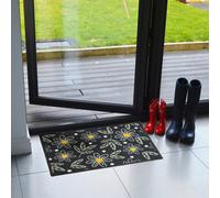 Primeur Black, White & Yellow Daisies Rectangular Door Mat, 57Cm X 40Cm