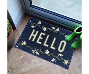 Primeur Mighty Mats Hello Daisy Navy Doormat - 60x40cm