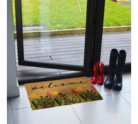 Primeur Multicoloured Welcome Tulip Rectangular Door Mat, 57Cm X 40Cm