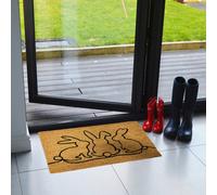 Primeur Natural & Black Bunnies Rectangular Door Mat, 57Cm X 40Cm