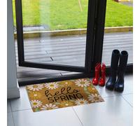 Primeur Natural & White Hello Spring Daisies Rectangular Door Mat, 57Cm X 40Cm