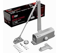 PrimeWare DC-300 Automatic Door Closers for Home | Soft Close, No Slam | Residential and Commercial Door Closer | Adjustable Level 1-3 | for Doors Weighing 90-140 lbs | Hydraulic Door Spring - Nickel