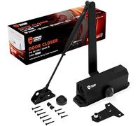 PrimeWare DC-300 Automatic Door Closers for Home | Soft Close, No Slam | Residential and Commercial Door Closer | Adjustable Level 1-3 | for Doors Weighing 90-140 lbs | Hydraulic Door Spring - Black