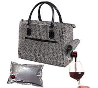 Primeware Insulated Drink Purse w/ 3L Bladder Bag | Thermal Hot and Cold Storage | Portable Drinking Dispenser for Wine, Cocktails, Beer, Alcohol | PU Leather Finish (Black Tweed)