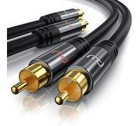 Primewire - RCA Cable 0.5m HQ Audio - 2RCA to 2RCA Male Stereo Audio Cable for Surround Sound Dolby Digital DTS - Metal Shell Casing Gold Plated for DJ Controller, Home Theater, HDTV