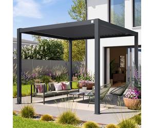PRIMEYARD 3x3m Pergola, louvered roof, anthracite - (400122)