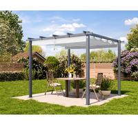 PRIMEYARD 3x3m Pergola, pearl grey, retractable canopy roof ( stone ) - (400100)