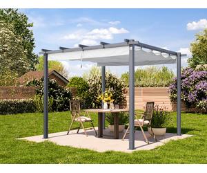 PRIMEYARD 3x3m Pergola, pearl grey, retractable canopy roof ( stone ) - (400100)