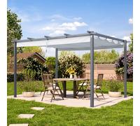 PRIMEYARD 3x4m Pergola, pearl grey, retractable canopy roof ( stone ) - (400102)