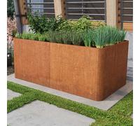 PRIMEYARD Design 146 x 80 x 80 cm Raised garden bed, corten steel, rust-like finish, incl. steel drainage panel - (GFPV00828)